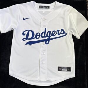 Nike Kids White and Blue Dodgers Jersey